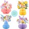 Easter Party Decorations – Paper Honeycomb Vase with Bouquet Print & Glitter Edge, Bunny & Egg Easter Table Centerpiece for Home, Office, Party Decor